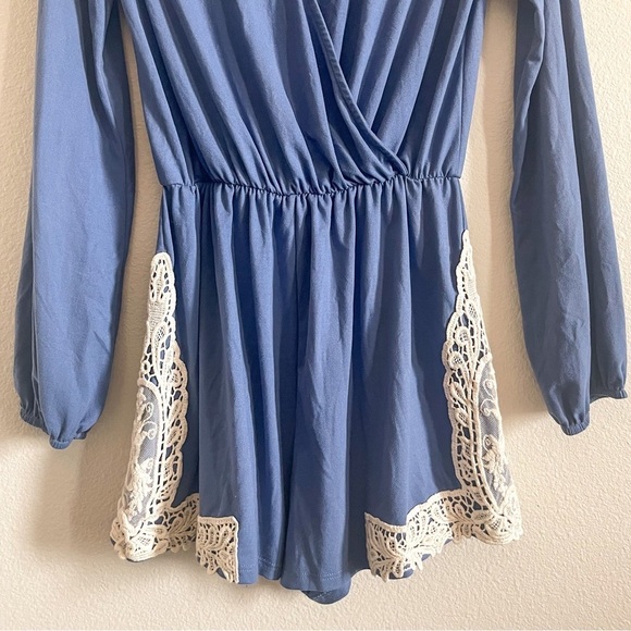 Altar'd State Long Sleeve Crochet Romper, Size Small - Picture 3 of 12
